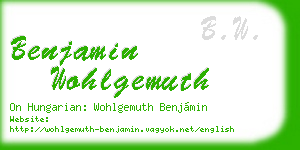 benjamin wohlgemuth business card